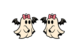 Boo Ghost with Bat Wings Halloween Earrings Lasercut SVG Product Image 2