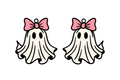 Boo Ghost Wearing Bow Halloween Earrings Lasercut Design SVG Product Image 2