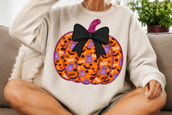 Boo Glitter Pumpkin Halloween Coquette PNG Product Image 3