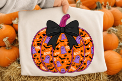 Boo Glitter Pumpkin Halloween Coquette PNG Product Image 4