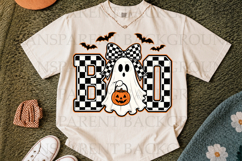 Boo Halloween Png,Girl Ghost Bow Bats Pumpkin Sublimation Product Image 2