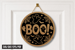 BOO Halloween Round Door Hanger Laser Cut Product Image 1