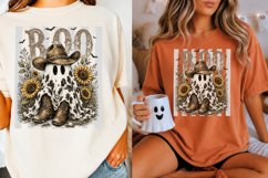 Boo Haw Ghost PNG, Cow Print Ghost with Cowboy Hat Product Image 3