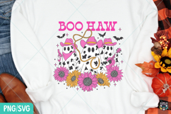 Boo Haw Halloween Cowgirl Ghost PNG, Cow Print Ghost Western Product Image 3
