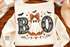 BOO Lace Ghost PNG, Cute Coquette Halloween Ghost png Product Image 1