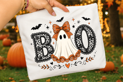 BOO Lace Ghost PNG, Cute Coquette Halloween Ghost png Product Image 3