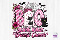 Boo Scare Away Breast Cancer Halloween PNG Product Image 1