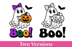 Cute Halloween Ghost with Bow and Pumpkin Product Image 2