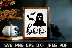 Boo SVG- Farmhouse Halloween Sign SVG Cut File Product Image 1