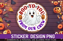 Boo to you from our crew, Round Shape Stickers PNG Product Image 1