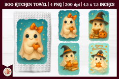 Halloween Kitchen Towel, Cute Ghost, Happy Halloween Product Image 1