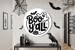 Boo Y&#039;all SVG File | Halloween Round Sign SVG Product Image 2