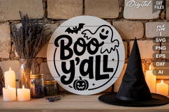 Boo Y&#039;all SVG File | Halloween Round Sign SVG Product Image 3
