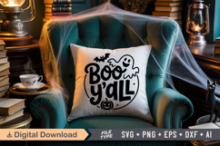Boo Y&#039;all SVG File | Halloween Round Sign SVG Product Image 6