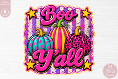Boo Yall PNG, Pink Halloween Pumpkin Sublimation Product Image 1
