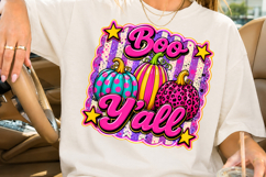 Boo Yall PNG, Pink Halloween Pumpkin Sublimation Product Image 2