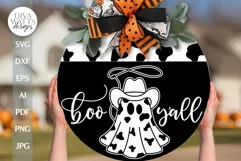Boo Y'all SVG Halloween Door Hanger Cowboy Ghost SVG Product Image 1