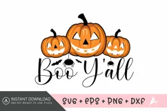 Boo y'all SVG, Haunted House SVG, Halloween Bat SVG Product Image 1