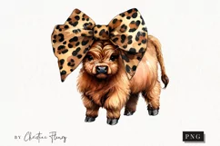 Boojee Highland Cow PNG | Leopard Print PNG Product Image 1