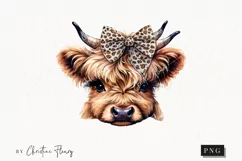 Boojee Highland Cow PNG | Leopard Print PNG Product Image 1