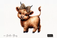 Boojee Highland Cow PNG | Leopard Print PNG Product Image 1