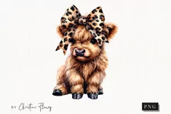 Boojee Highland Cow PNG | Leopard Print PNG Product Image 1