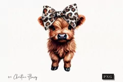 Boojee Highland Cow PNG | Leopard Print PNG Product Image 1