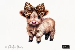 Boojee Highland Cow PNG | Leopard Print PNG Product Image 1