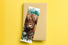 printable bookmark sublimation - highland cow sunflower Product Image 1