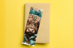 printable bookmark sublimation - highland cow sunflower Product Image 1