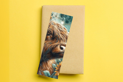 printable bookmark sublimation - highland cow sunflower Product Image 1