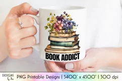 Books Addict Sublimation | Watercolour Books with Flowers Product Image 1