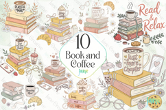 Book and Coffee Sublimation Clipart Product Image 1