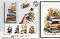 Digital Paper Books and Flowers Product Image 1