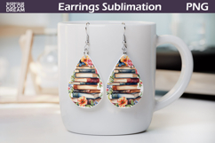 Book Teardrop Earrings | Book Flowers Earrings Product Image 1