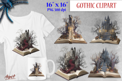 Gothic book lover clipart bundle, Gothic floral designs PNG Product Image 9