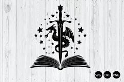 Book Dragons Sword Star SVG, Dragon Silhouette SVG, Dragon Product Image 1