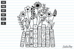 Floral Book Svg, Bookish Flower Svg, Book Lover Svg, Books. Product Image 1