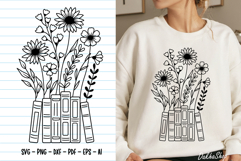 Floral Book Svg, Bookish Flower Svg, Book Lover Svg, Books. Product Image 1