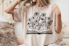 Floral Book Svg, Bookish Svg, Open Book with Flower Svg Product Image 4