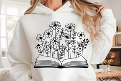 Floral Book Svg, Bookish Svg, Open Book with Flower Svg Product Image 2