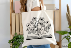 Floral Book Svg, Bookish Svg, Open Book with Flower Svg Product Image 3