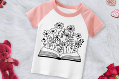 Floral Book Svg, Bookish Svg, Open Book with Flower Svg Product Image 5