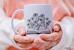 Floral Book Svg, Bookish Svg, Open Book with Flower Svg Product Image 6