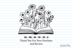 Floral Book Svg, Bookish Svg, Open Book with Flower Svg Product Image 7