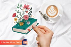 Book Flowers Sticker, Botanical Book Flower Sticker Product Image 1