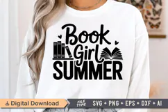 Book Girl Summer SVG, Book Lover SVG, Reading SVG Product Image 1