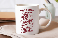Book Girl Summer SVG PNG | Retro Reading Woman Clipart Print Product Image 2