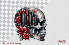 Floral skull and roses clipart , vintage book lover clipart Product Image 1