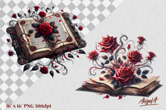 Floral book with roses clipart , vintage book lover clipart Product Image 1